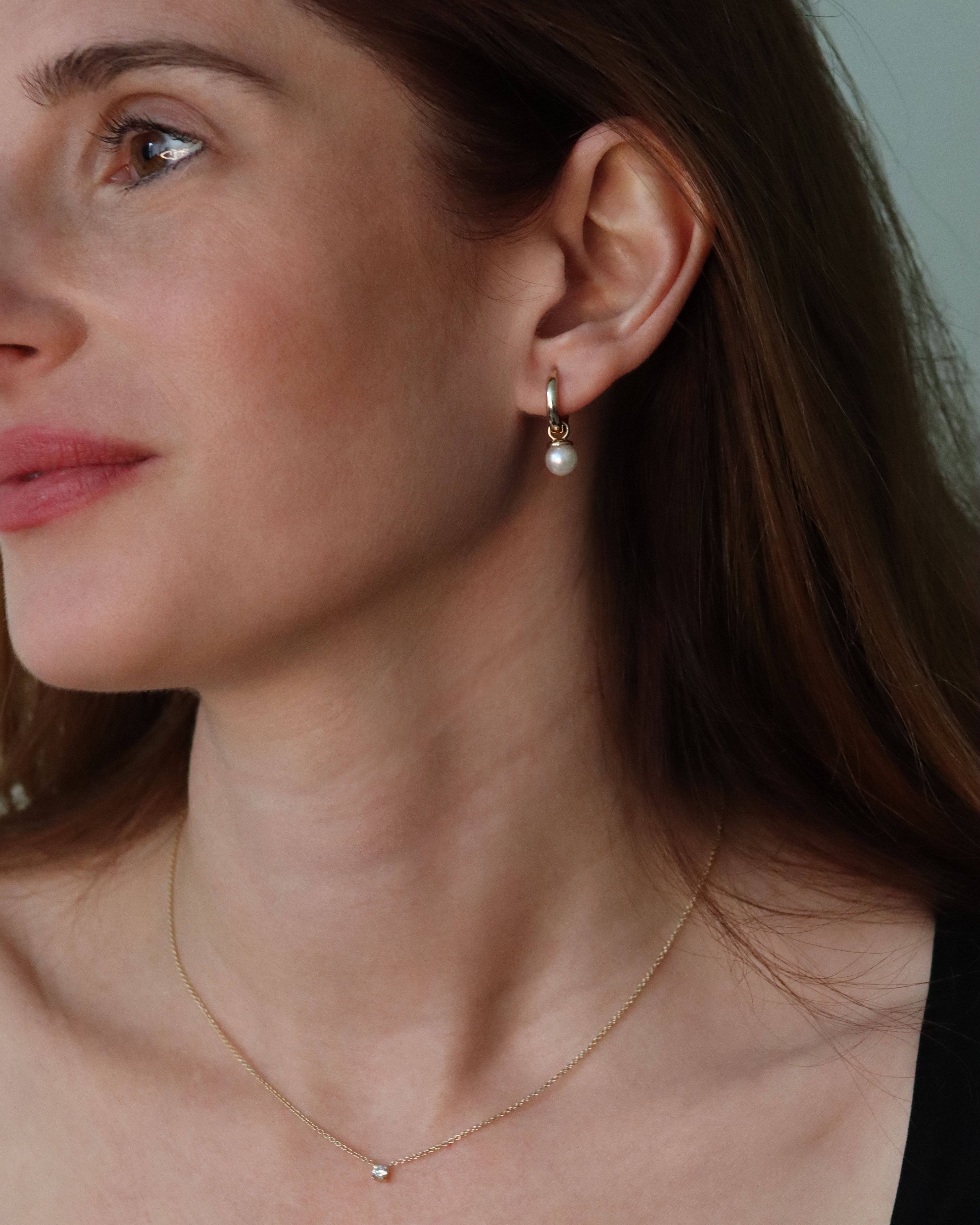 Pearl Drop Huggie Earrings