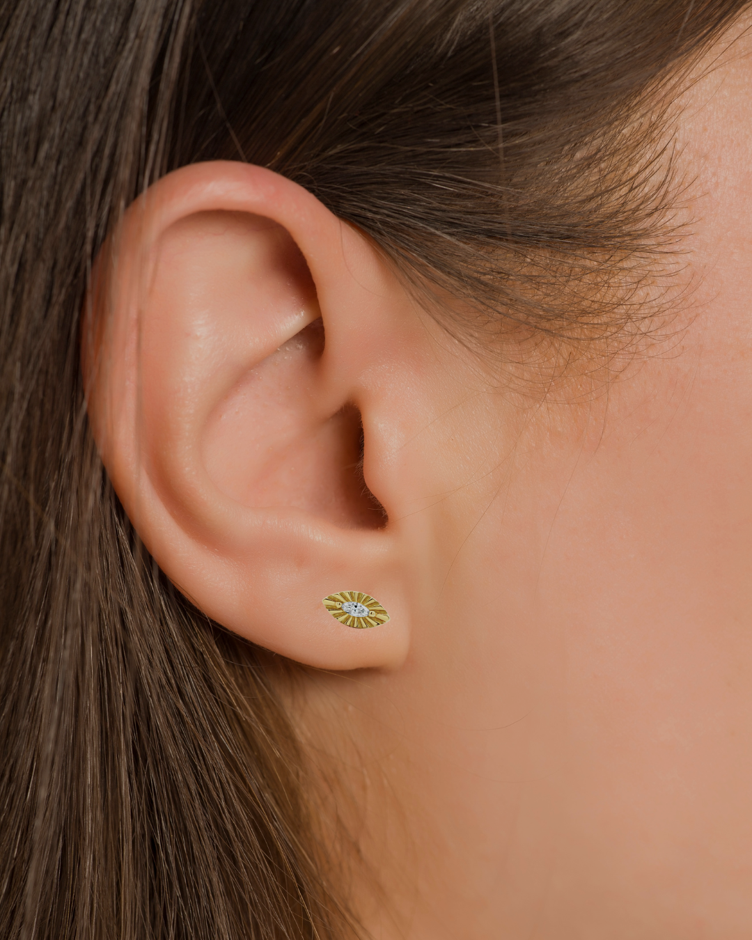 Fluted Marquis Diamond Evil Eye Studs