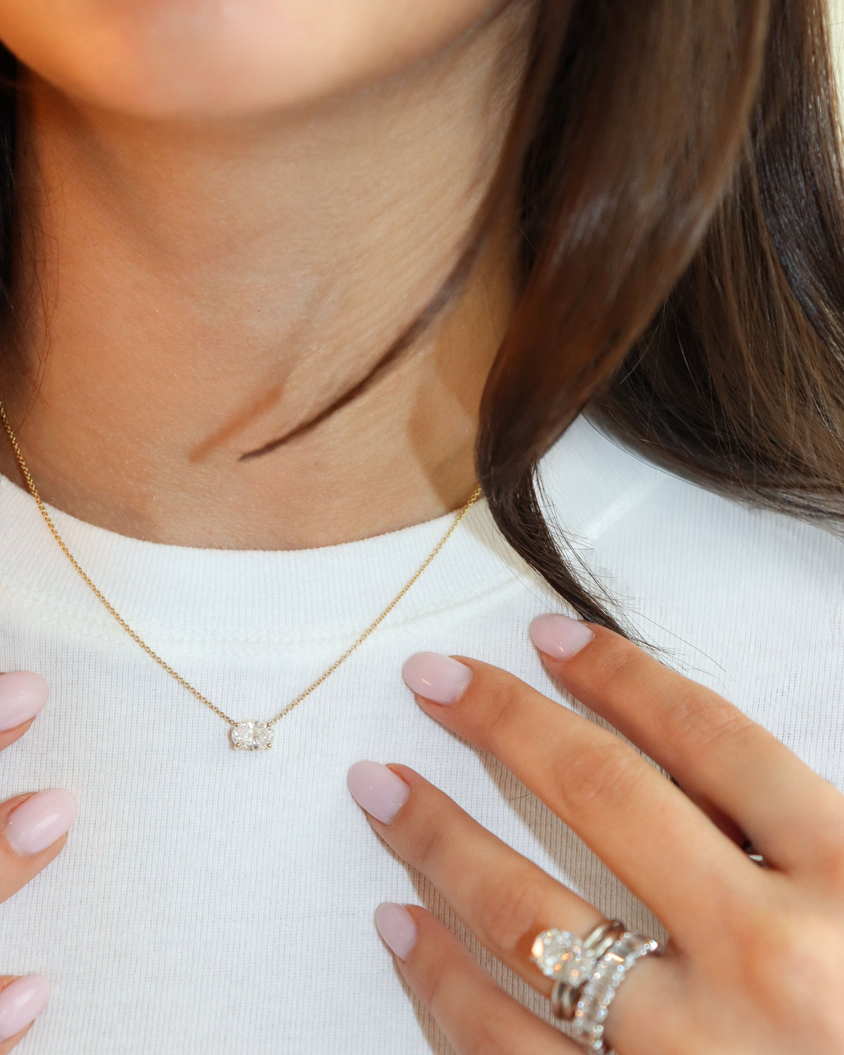 Oval Cut Diamond Pendant Necklace