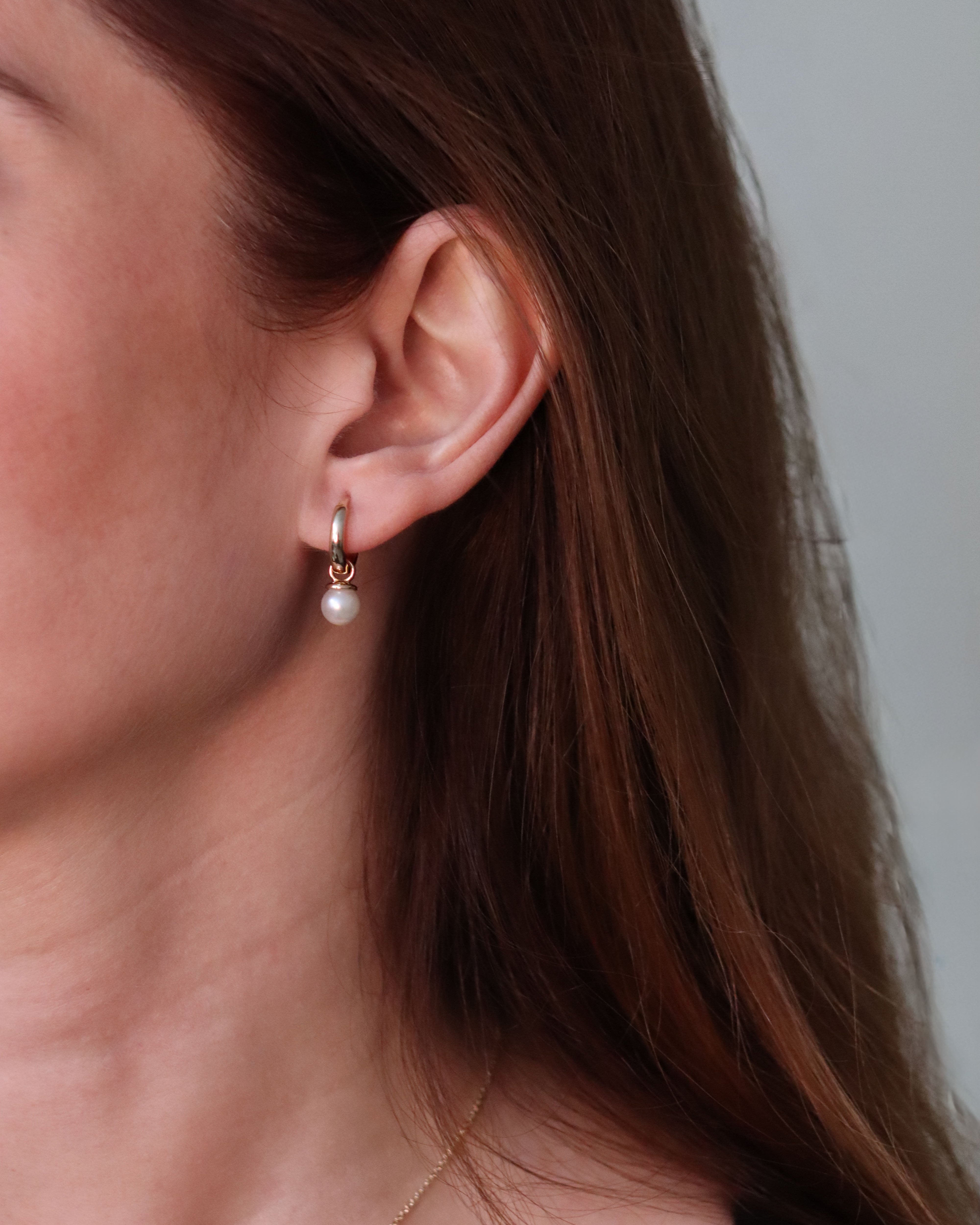 Pearl Drop Huggie Earrings