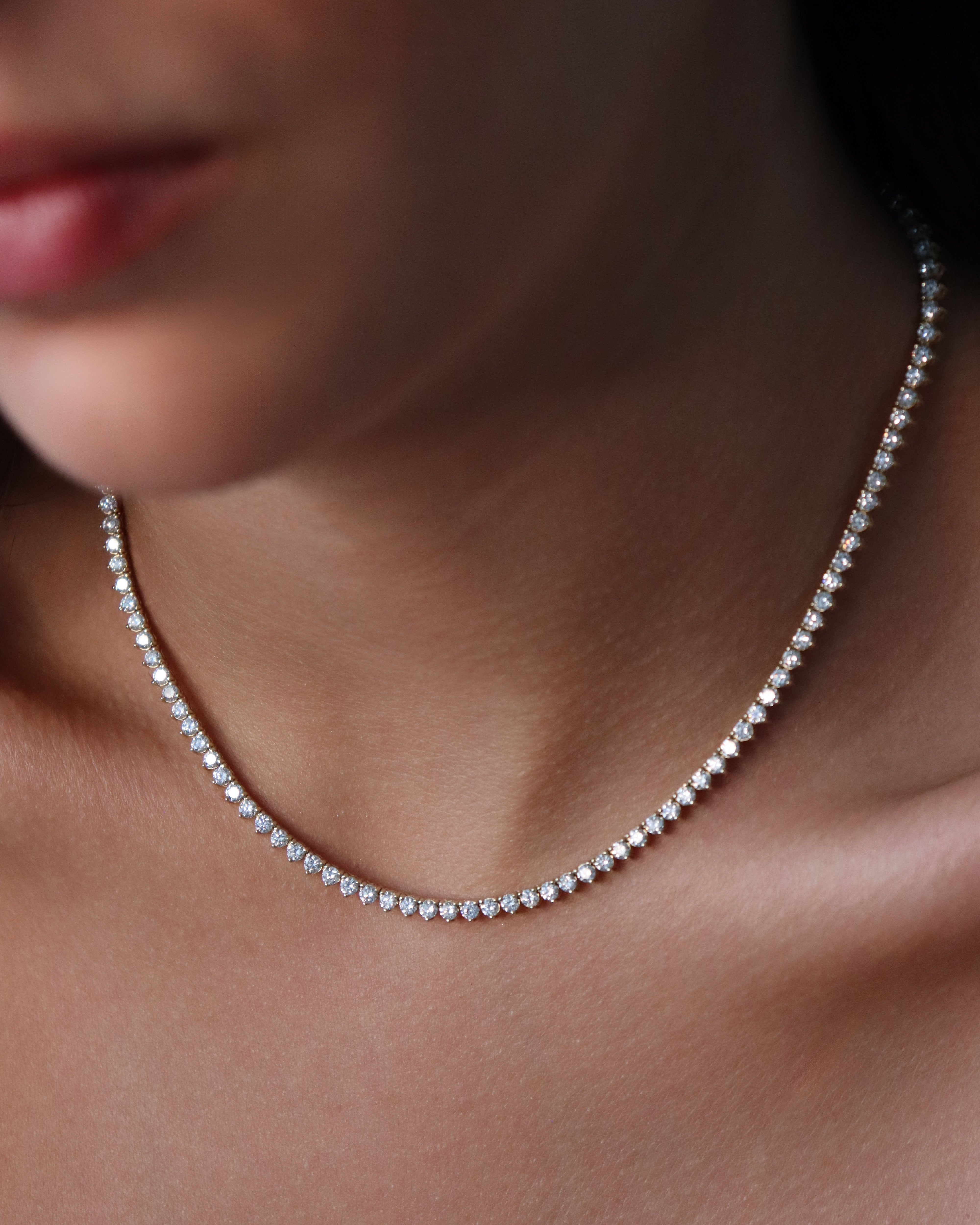 Petit Classic Three-Prong Tennis Necklace