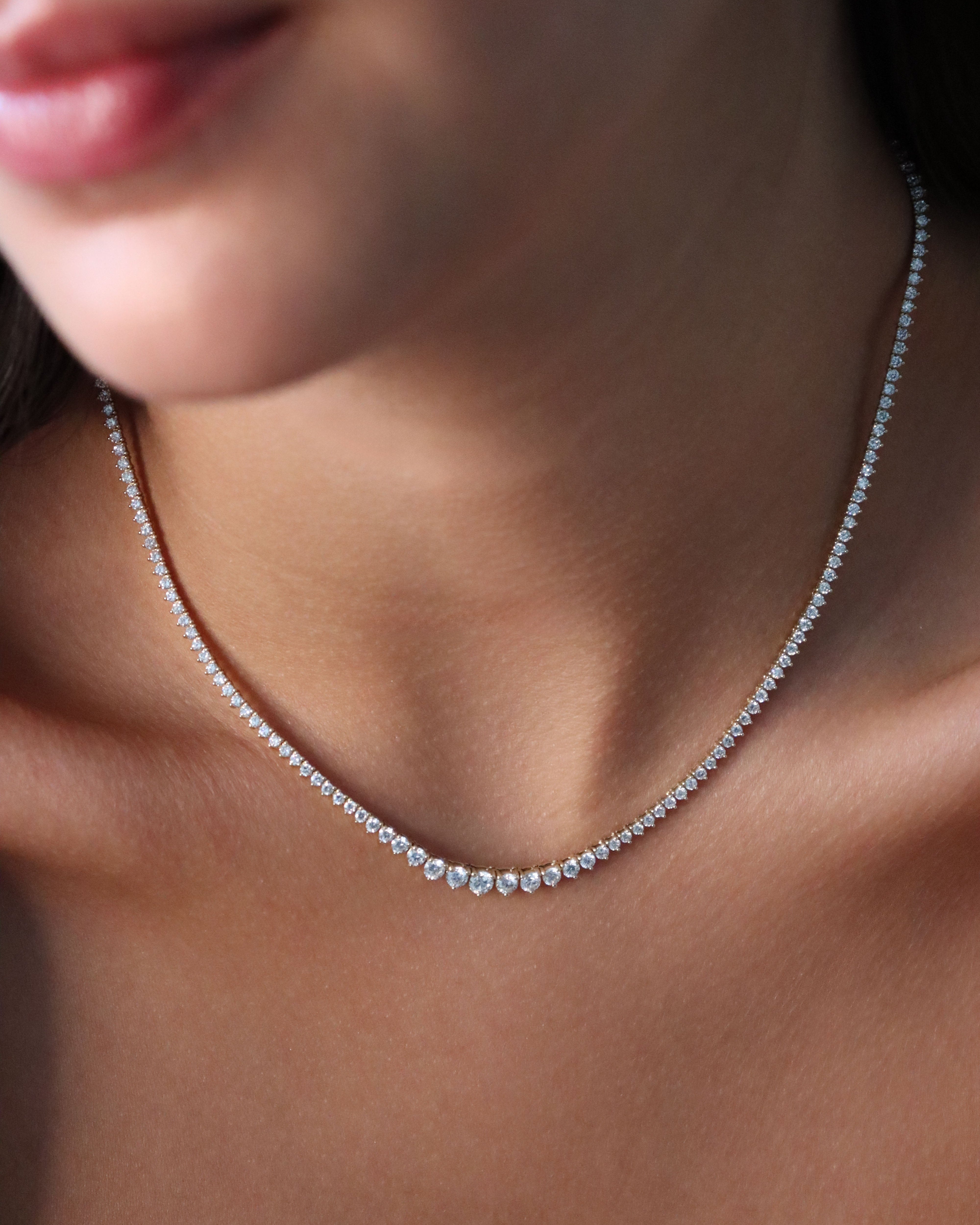 Petit Graduated Three-Prong Tennis Necklace