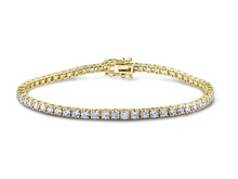 Load image into Gallery viewer, Classic LAB Bold Tennis Bracelet with 4 prong lab diamonds on white background, blending timeless elegance and modern craftsmanship.
