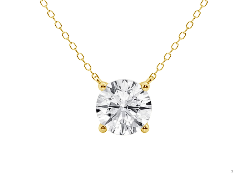 Solitaire lab diamond pendant on white background, showcasing timeless elegance and sustainable luxury.