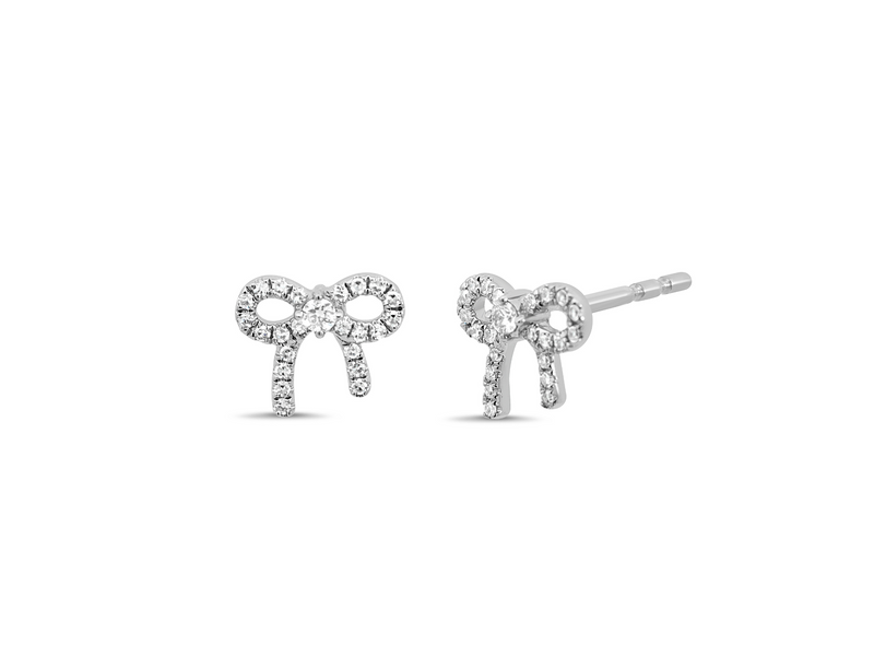 Diamond Bow Earrings with Center Stone