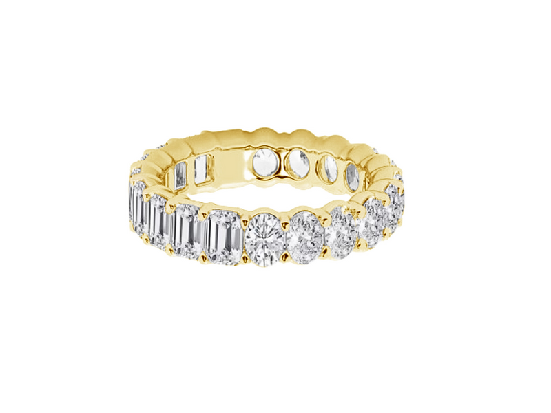 Half Emerald Half Oval Eternity Band