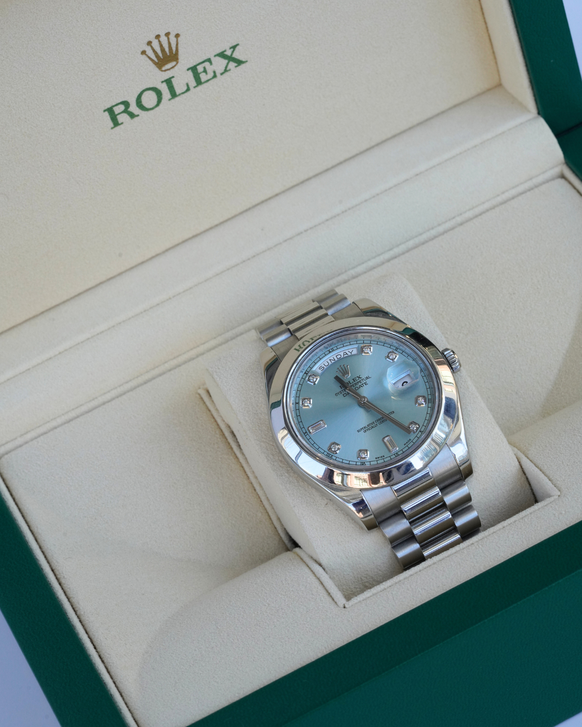 Rolex Day-Date II Platine Cadran Diamant Bleu