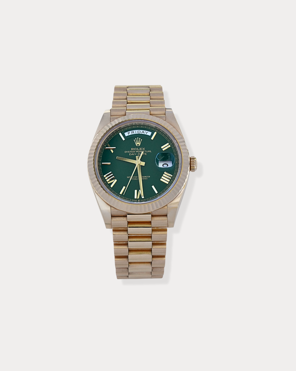 Rolex Day-Date en or jaune avec cadran vert